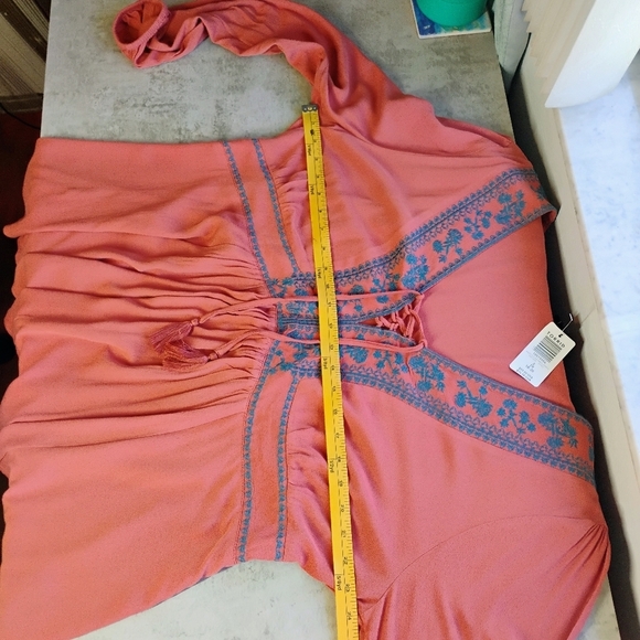 Torrid Babydoll Rayon Crepe Embroidered Lace Up Top Boho Peasant Plus Size 2X - Picture 10 of 11